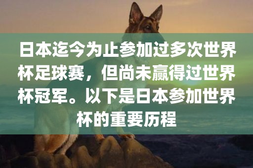 日本迄今为止参加过多次世界杯足球赛，但尚未赢得过世界杯冠军。以下是日本参加世界杯的重要历程广西贺州市华昌新材料有限公司