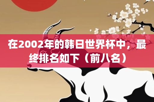在2002年的韩日世界杯中，最终排名如下（前八名）