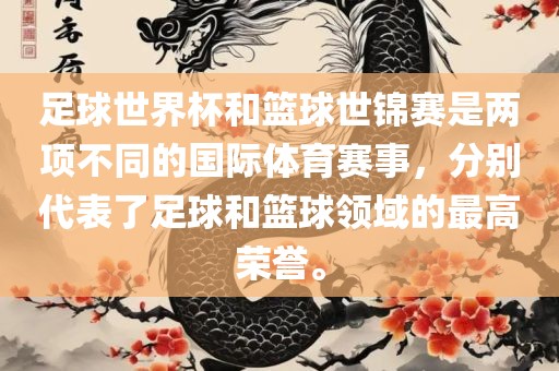 足球世界杯和篮球世锦赛是两项不同的国际体育赛事，分别代表了足球和篮球领域的最高荣誉。