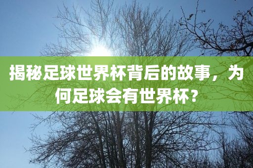 揭秘足球世界杯背后的故事，为何足球会有世界杯？