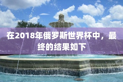 在2018年俄罗斯世界杯中，最终的结果如下