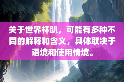关于世界杯趴，可能有多种不同的解释和含义，具体取决于语境和使用情境。