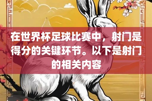 在世界杯足球比赛中，射门是得分的关键环节。以下是射门的相关内容
