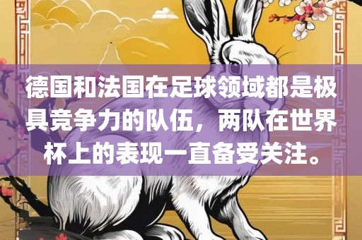 德国和法国在足球领域都是极具竞争力的队伍，两队在世界杯上的表现一直备受关注。