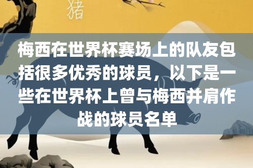 梅西在世界杯赛场上的队友包括很多优秀的球员，以下是一些在世界杯上曾与梅西并肩广西贺州市华昌新材料有限公司作战的球员名单