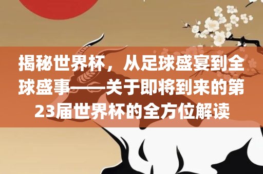 揭秘世界杯，从足球盛宴到全球盛事——关于即将到来的第23届世界杯的全方位解读广西贺州市华昌新材料有限公司