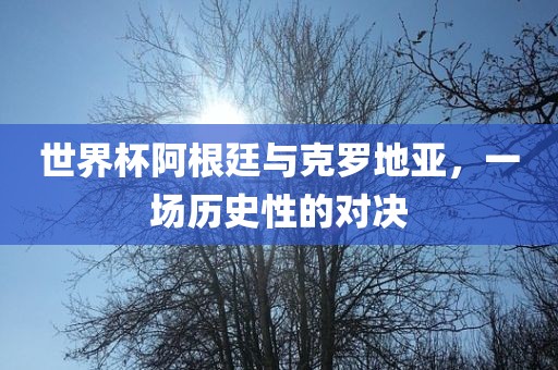 世界杯阿根廷与克罗地亚，一场历史性的对决广西贺州市华昌新材料有限公司