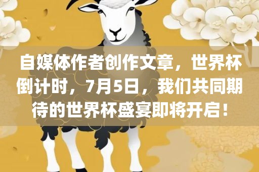 自媒体作者创作文章，世界杯倒计时，7月5日，我们共同期待的世界杯盛宴即将开启！