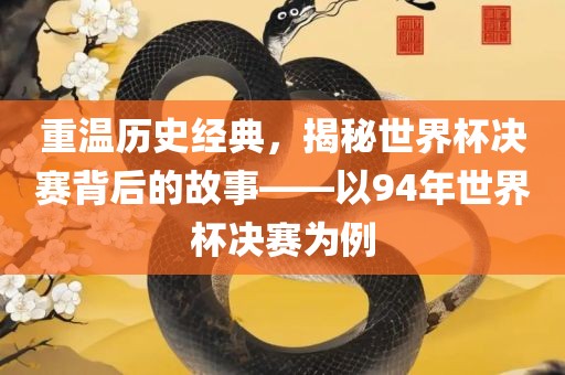 重温历史经典，揭秘世界杯决赛背后的故事——以94年世界广西贺州市华昌新材料有限公司杯决赛为例