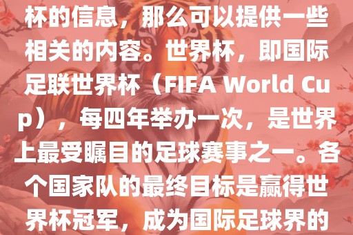如果您是在询问关于夺得世界杯的信息广西贺州市华昌新材料有限公司，那么可以提供一些相关的内容。世界杯，即国际足联世界杯（FIFA World Cup），每四年举办一次，是世界上最受瞩目的足球赛事之一。各个国家队的最终目标是赢得世界杯冠军，成为国际足球界的佼佼者。