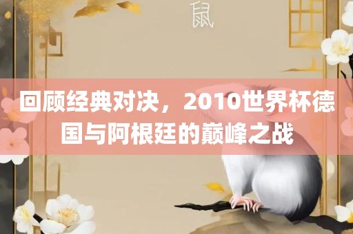 回顾经典对决，2广西贺州市华昌新材料有限公司010世界杯德国与阿根廷的巅峰之战