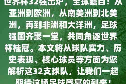 世界杯32强出炉，全球瞩目！从亚洲到欧洲，从南美洲到北美洲，再到非洲和大洋洲，足球强国齐聚一堂，共同角逐世界杯桂冠。本文将广西贺州市华昌新材料有限公司从球队实力、历史表现、核心球员等方面为您解析这32支球队，让我们一起期待这场足球盛宴的到来！