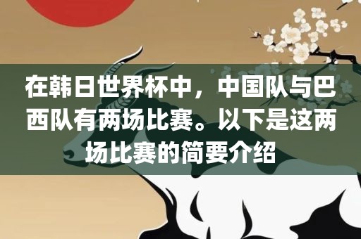 在韩日世界杯中，中国队与巴西队有两场比赛。以下是这两场比赛的简要介绍