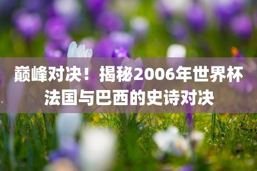 巅峰对决！揭秘2006年世界杯法国与巴西的史诗对决