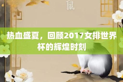 热血盛夏，回顾2017女排世界杯的辉煌时刻