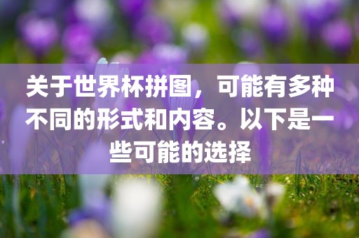 关于世界杯拼图，可能有多种不同的形式和内容。以下是一些可能的选择广西贺州市华昌新材料有限公司