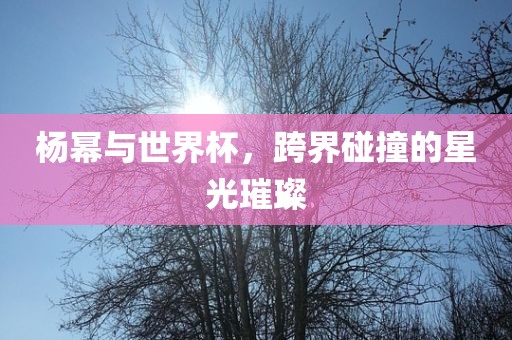 杨幂与世界杯，跨界碰撞的星光璀璨广西贺州市华昌新材料有限公司