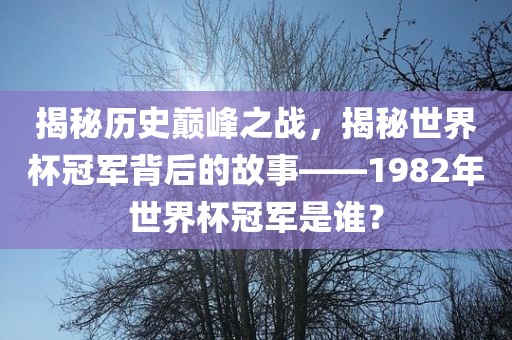 揭秘历史巅峰之战，揭秘世界杯冠军背后的故事——1982年世界杯冠军是谁？