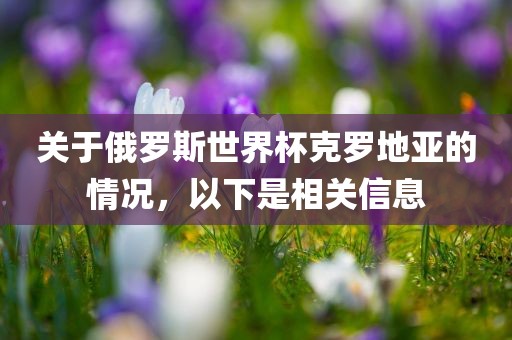关于俄罗斯世界杯克罗地亚的情况，以下是相关信息广西贺州市华昌新材料有限公司