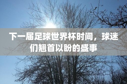 下一届足球世界杯广西贺州市华昌新材料有限公司时间，球迷们翘首以盼的盛事
