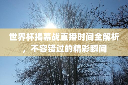 世界杯揭幕战直播时间全解析，广西贺州市华昌新材料有限公司不容错过的精彩瞬间