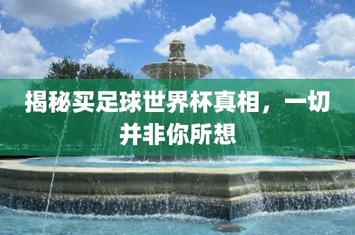 揭秘买足球世界杯真相，一切并非你所想广西贺州市华昌新材料有限公司