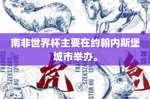 南非世界杯主要在约翰内斯堡城市举办。